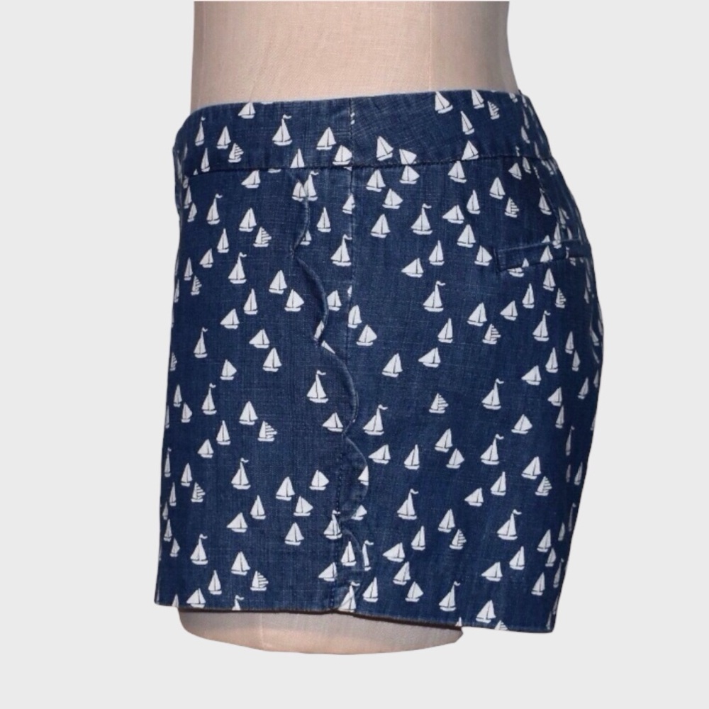 J Crew Chambray Sailboat Print Scallop Pocket Shorts - Picture 4 of 5